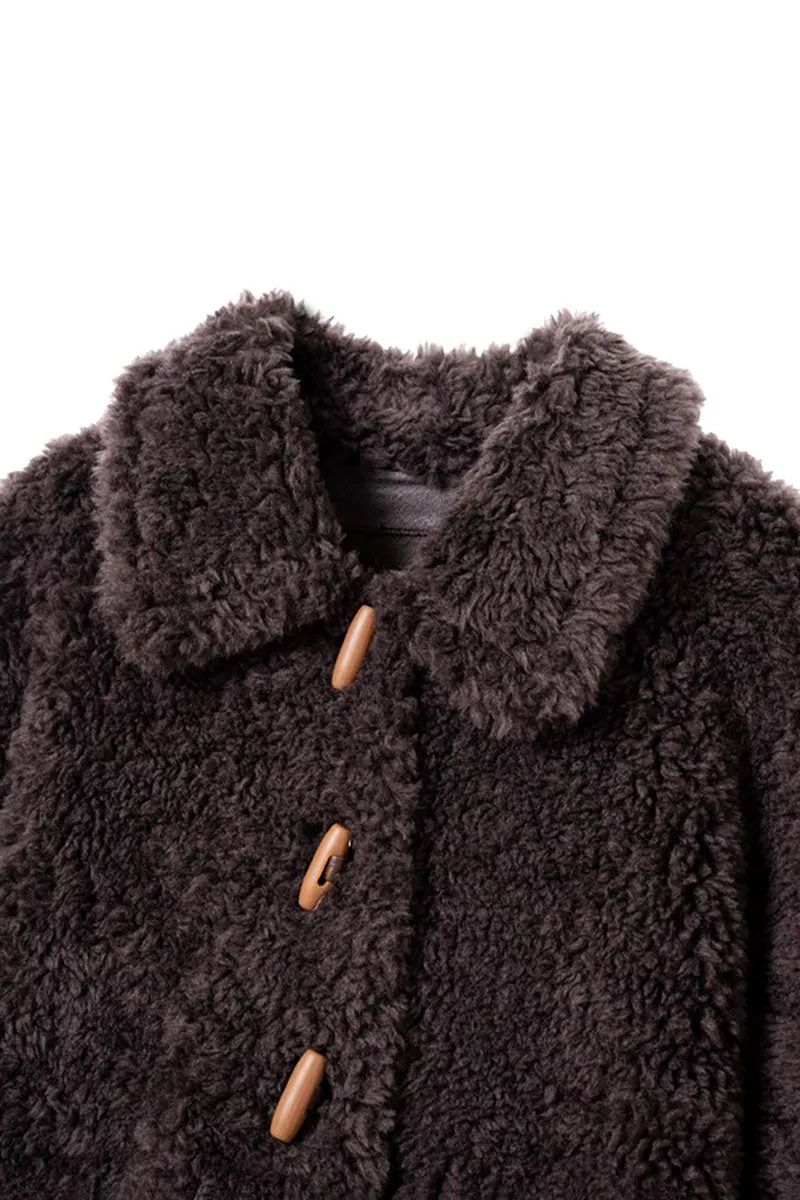 Faux Shearling Teddy Wool Toggle Jacket