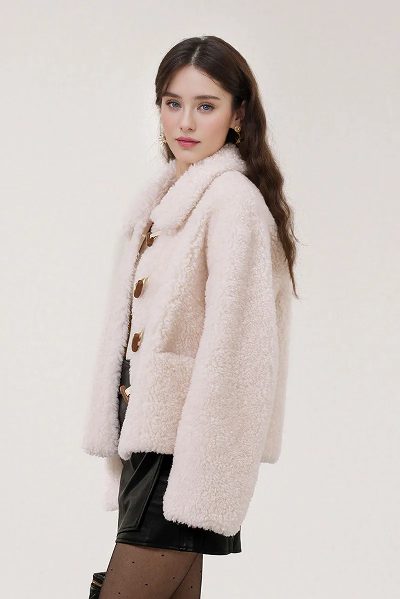 Faux Shearling Teddy Wool Toggle Jacket