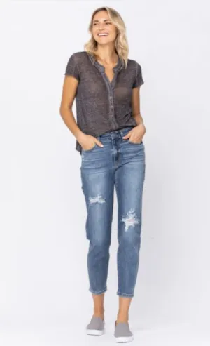 High Waist Distressed Slim Fit Judy Blue Jeans