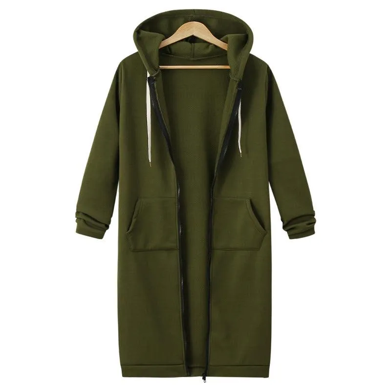 Hooded Long Sleeve Sweater Fleece Long Jacket - Stylish and Cozy Outerwear