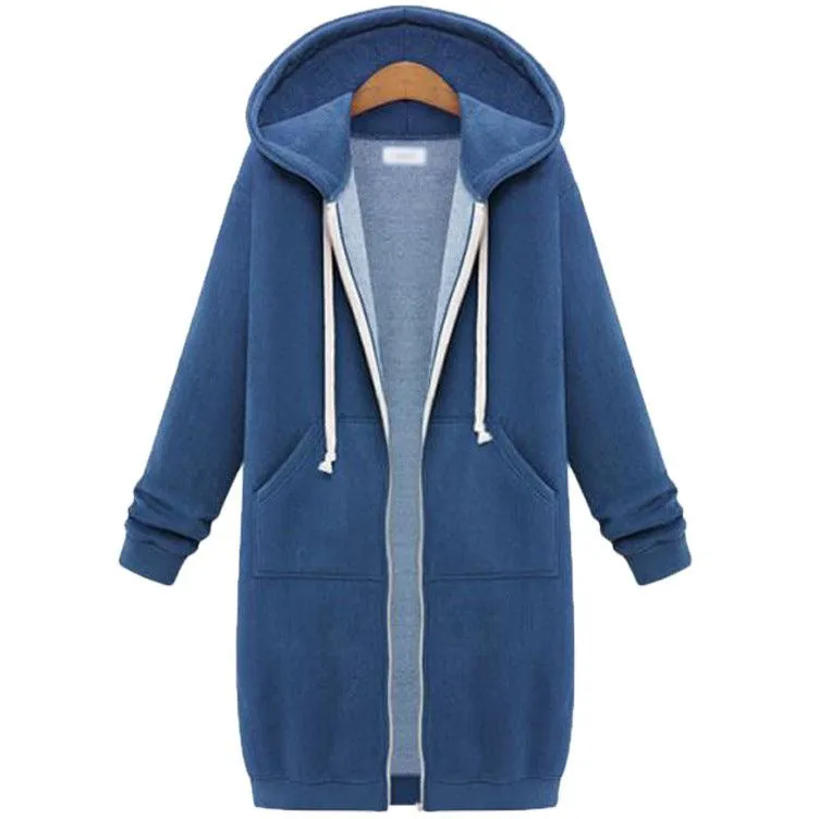 Hooded Long Sleeve Sweater Fleece Long Jacket - Stylish and Cozy Outerwear
