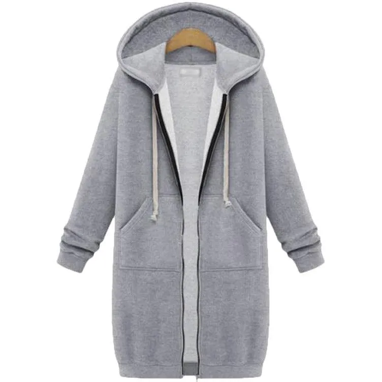 Hooded Long Sleeve Sweater Fleece Long Jacket - Stylish and Cozy Outerwear