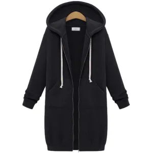 Hooded Long Sleeve Sweater Fleece Long Jacket - Stylish and Cozy Outerwear