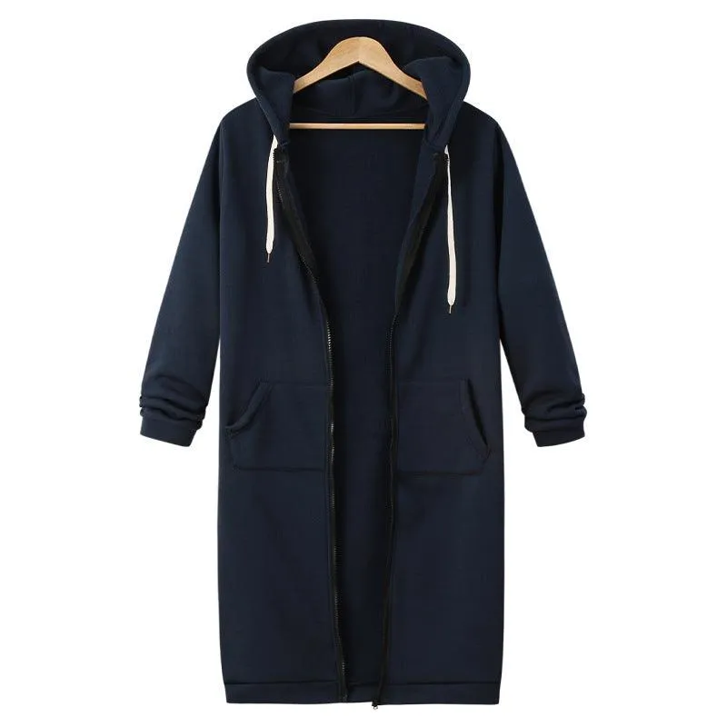 Hooded Long Sleeve Sweater Fleece Long Jacket - Stylish and Cozy Outerwear