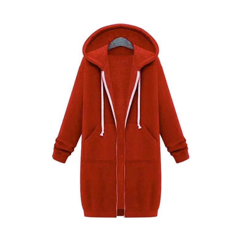 Hooded Long Sleeve Sweater Fleece Long Jacket - Stylish and Cozy Outerwear