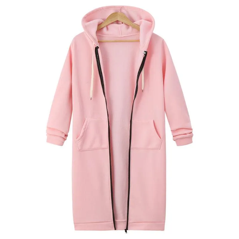 Hooded Long Sleeve Sweater Fleece Long Jacket - Stylish and Cozy Outerwear