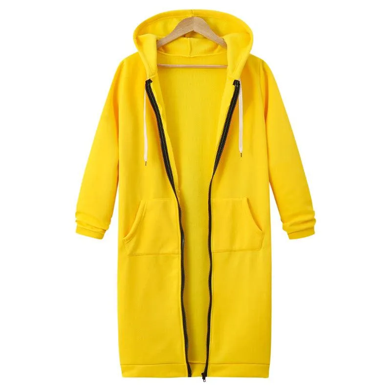 Hooded Long Sleeve Sweater Fleece Long Jacket - Stylish and Cozy Outerwear