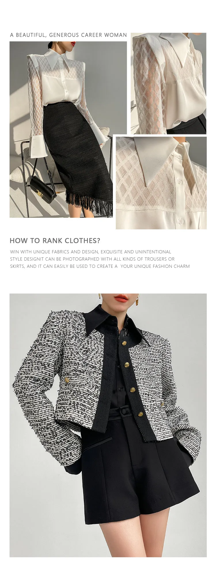 Huanzi high end custom lace plaid satin angle shoulder shirt - Bisrs