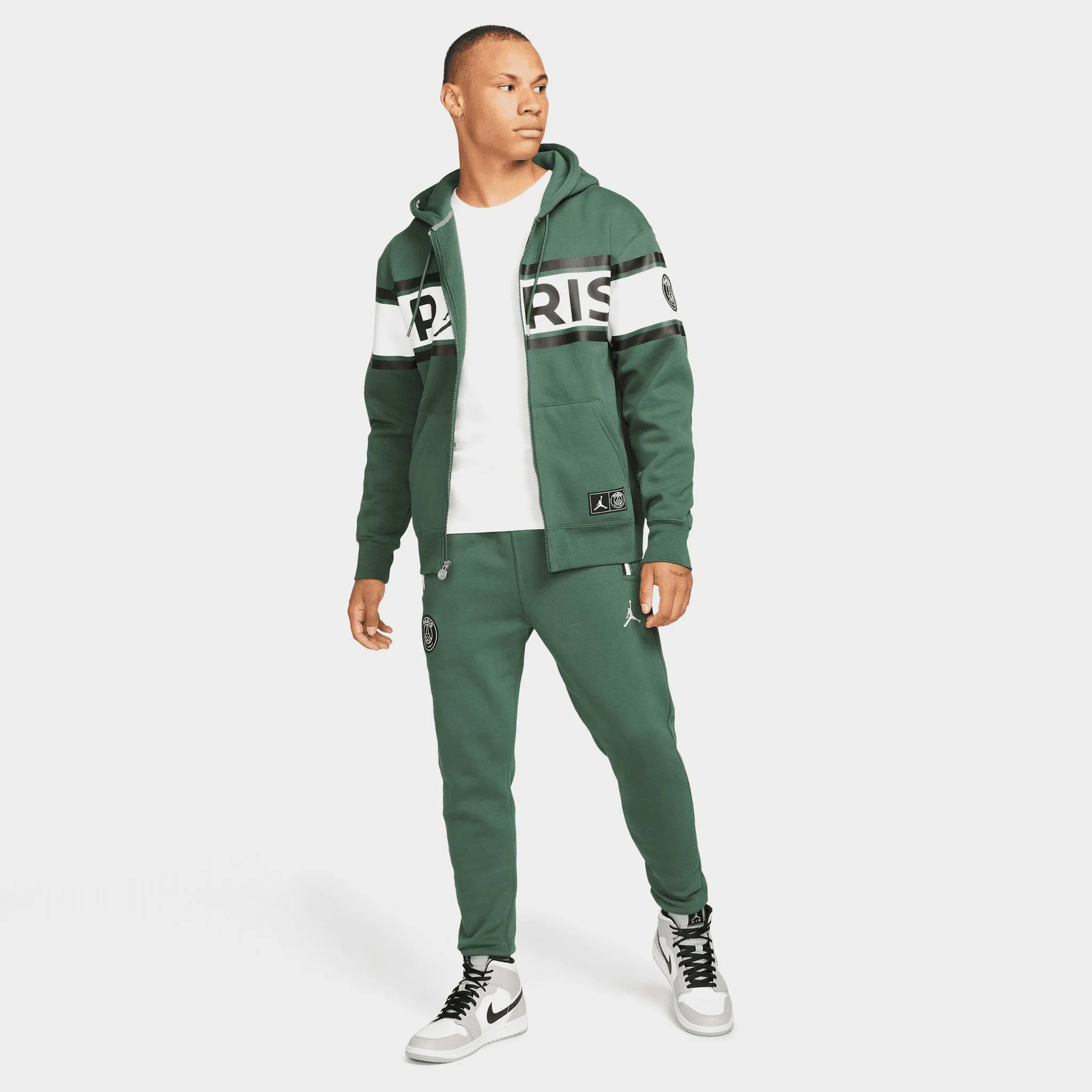 Jordan Paris Saint-Germain Full-Zip Fleece Hoodie / Noble Green