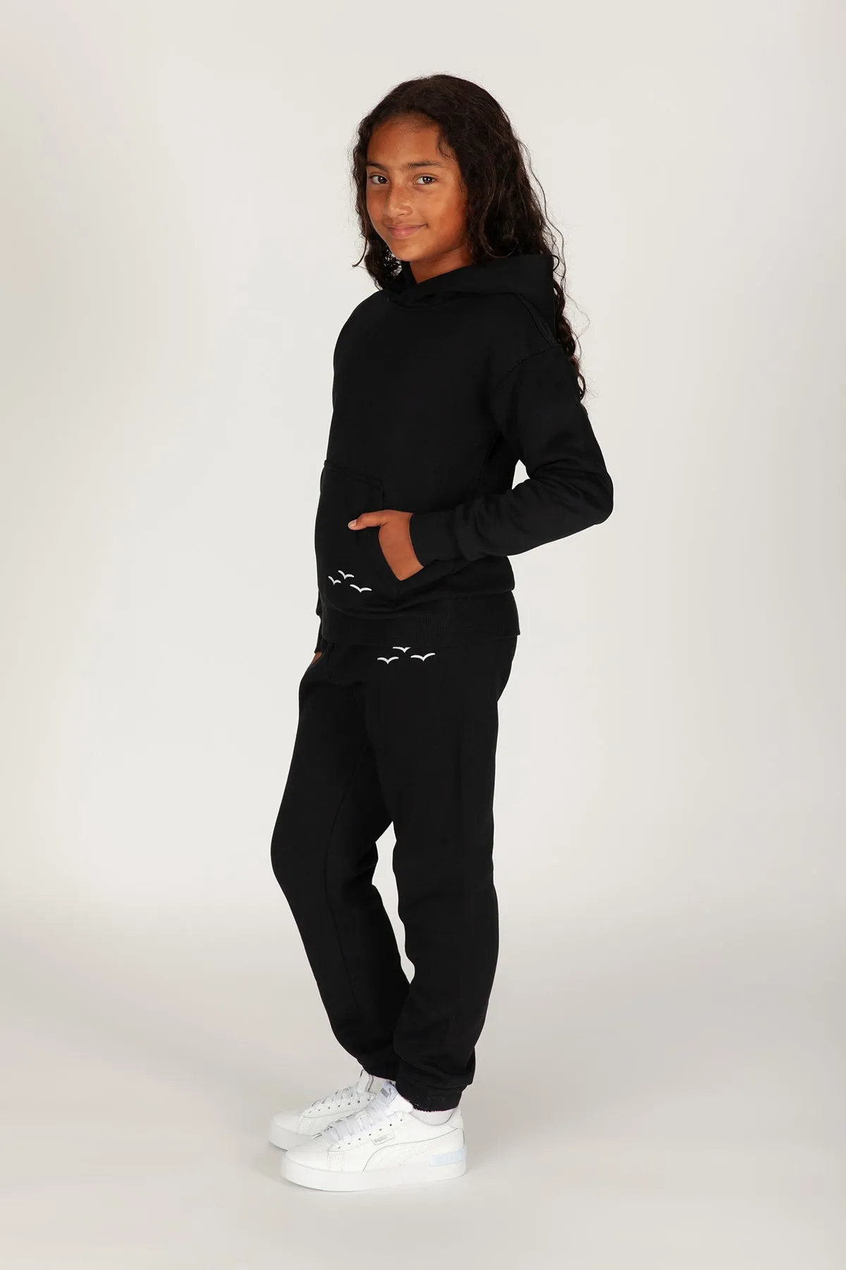 Kids Niki and Cooper fleece set in black