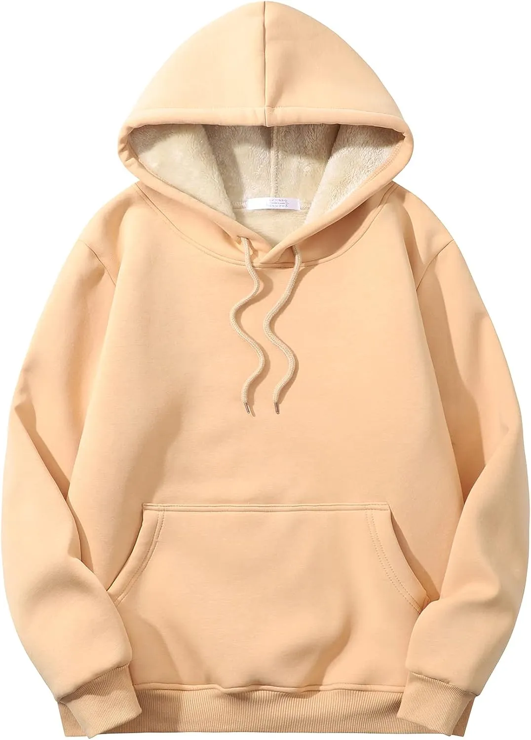 Men's Sherpa Fleece Orange Long Sleeve Hoodie