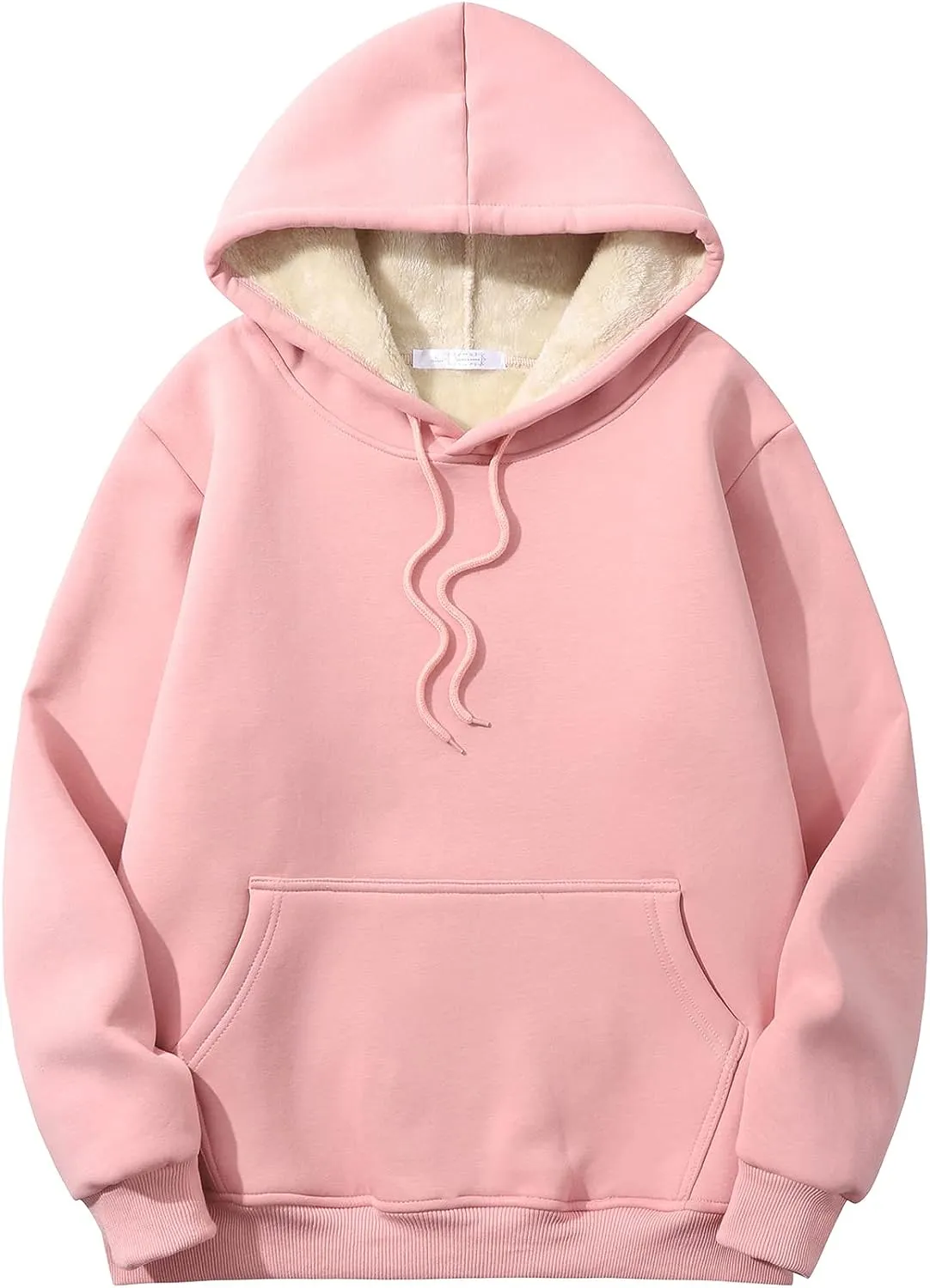 Men's Sherpa Fleece Orange Long Sleeve Hoodie