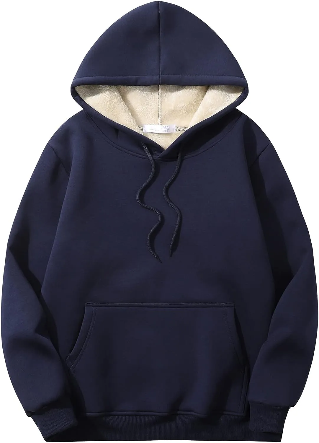 Men's Sherpa Fleece Orange Long Sleeve Hoodie