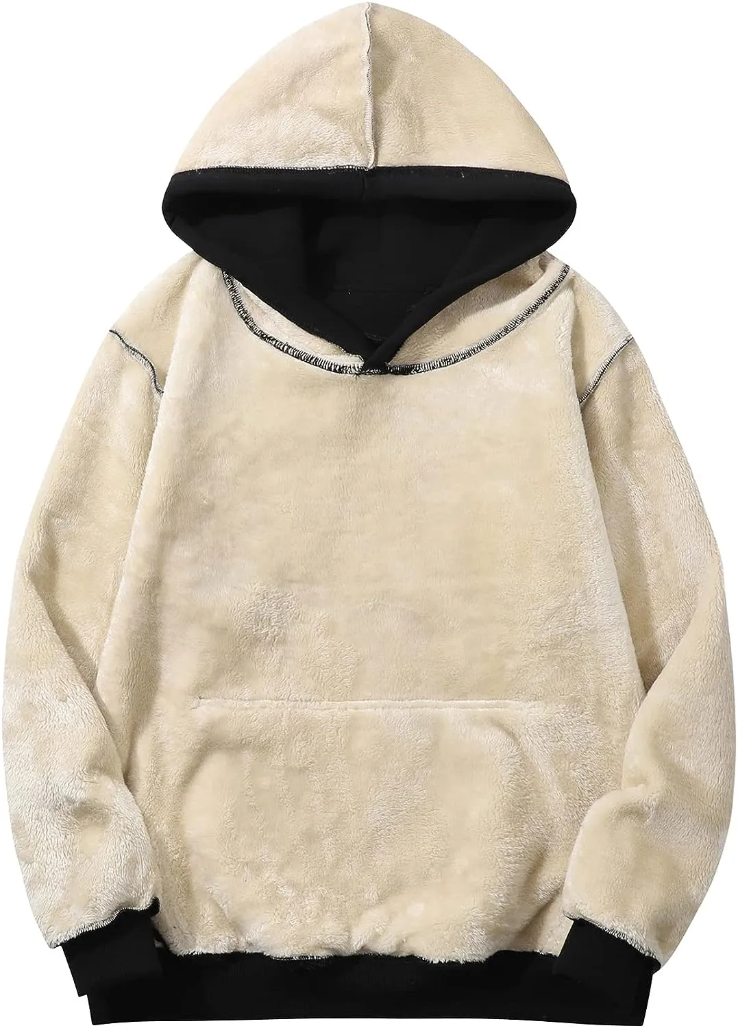 Men's Sherpa Fleece Orange Long Sleeve Hoodie