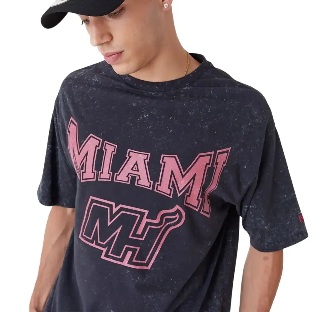 Miami Heat Nba Washed Black Oversized T-Shirt
