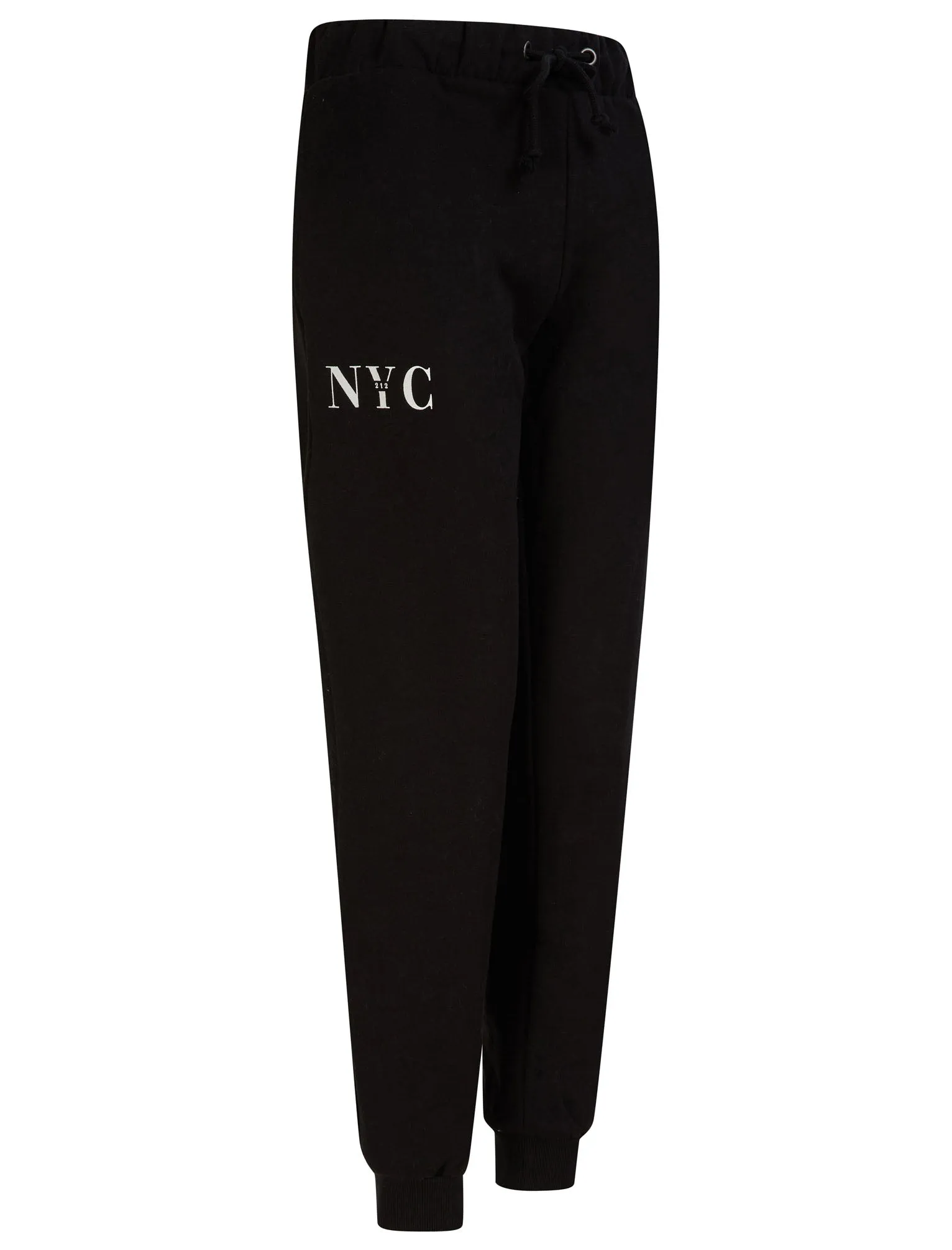 NYC 212 Motif Brushback Fleece Cuffed Joggers in Jet Black - Tokyo Laundry