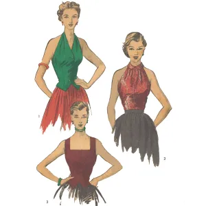 PDF - 1950s Sewing Pattern: Fitted Halter Neck Blouse -  Bust 30” (76cm) - Instantly Print at Home