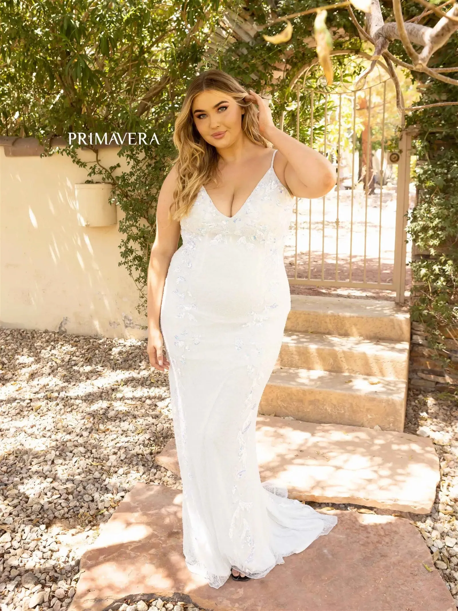 Primavera Couture 14005 Long Beaded Sequin Fitted Plus Size Prom Dress Formal Gown