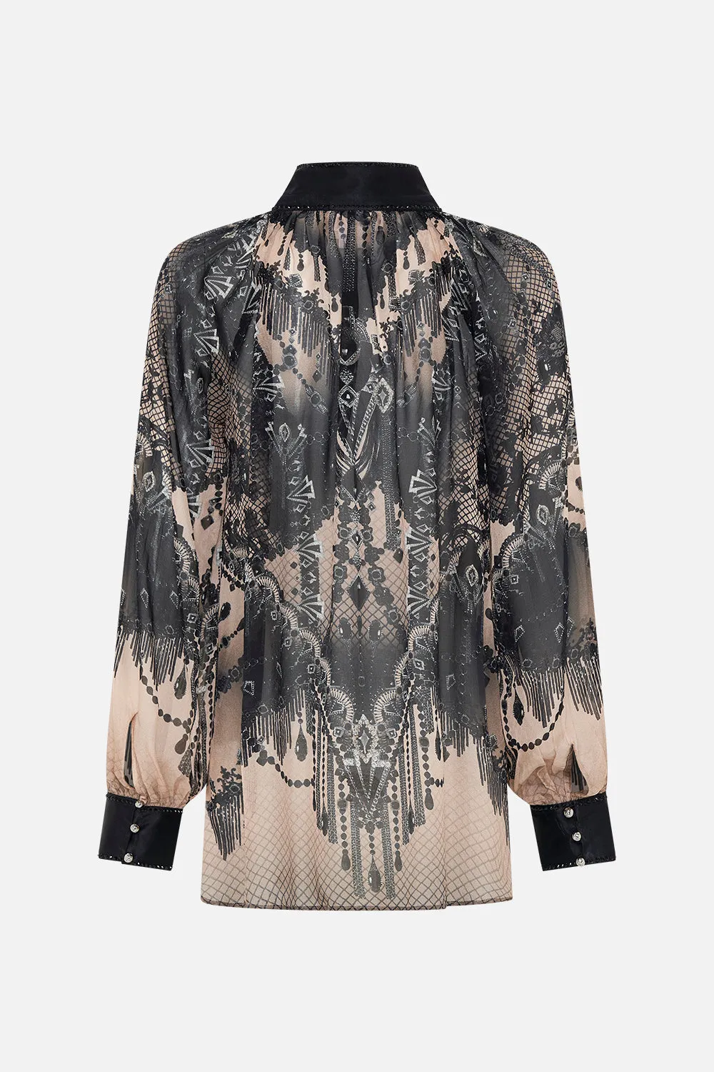 RAGLAN BUTTON UP SHIRT CURTAIN CALL CHAOS