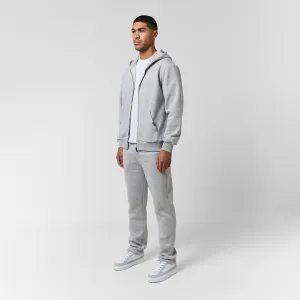 Relaxed Fit FZ Open Hem Tracksuit | Grey Marl