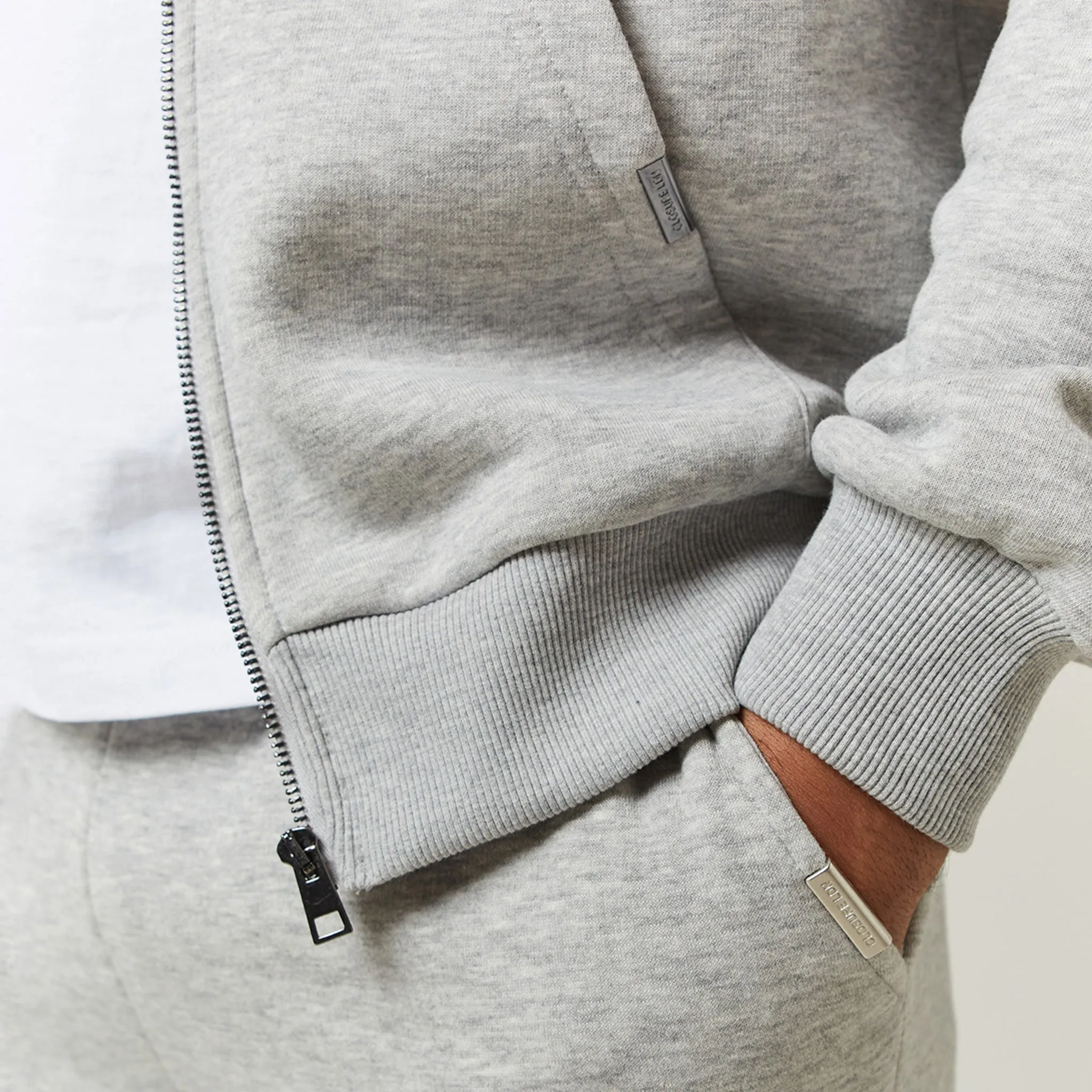 Relaxed Fit FZ Open Hem Tracksuit | Grey Marl