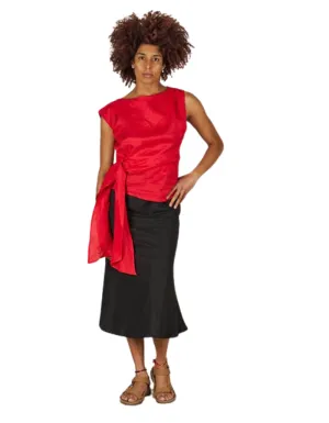 Rihanna Linen Top Red