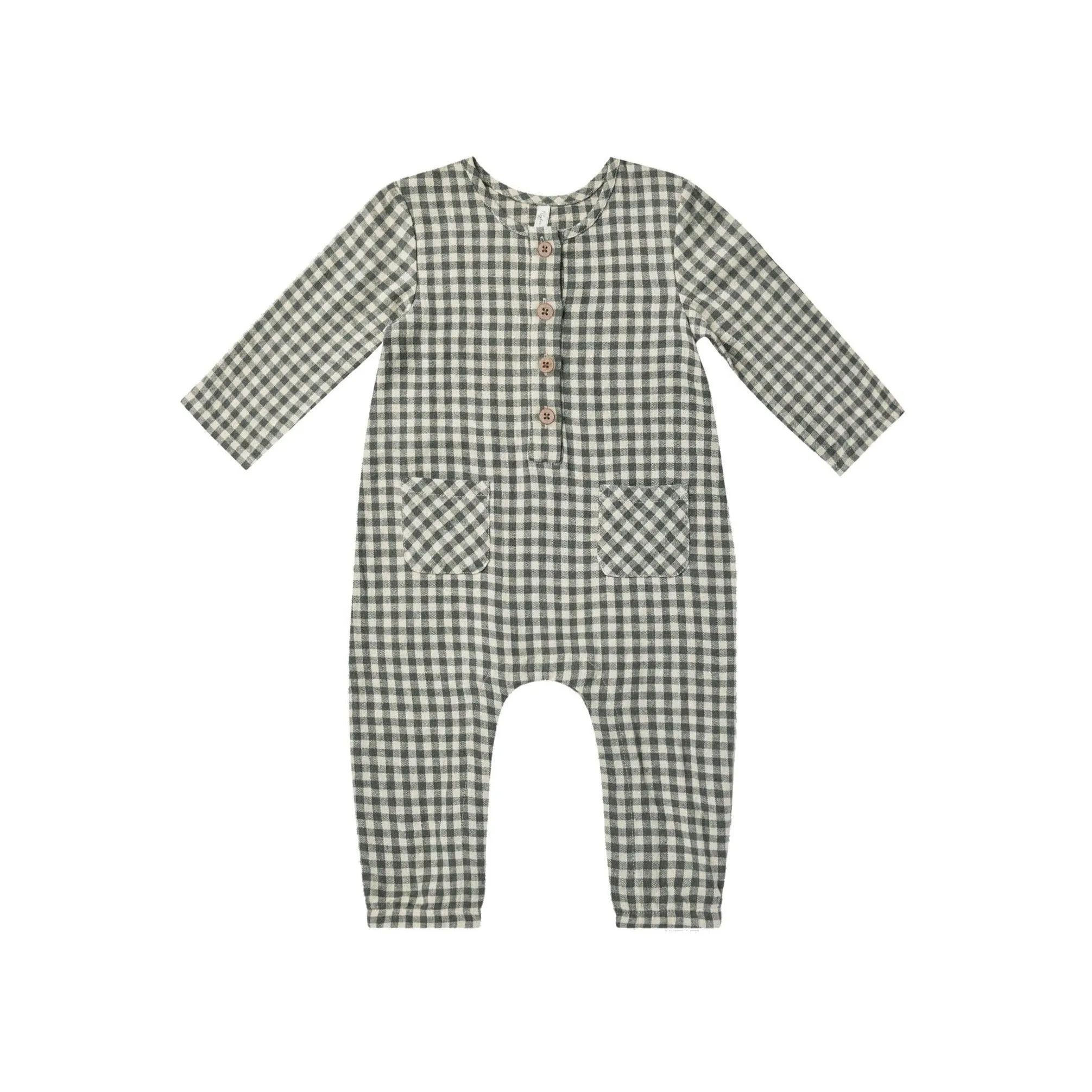 Rylee   Cru Long Sleeve Woven Jumpsuit - Marine Gingham