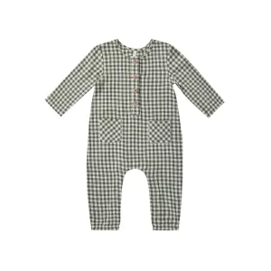 Rylee   Cru Long Sleeve Woven Jumpsuit - Marine Gingham