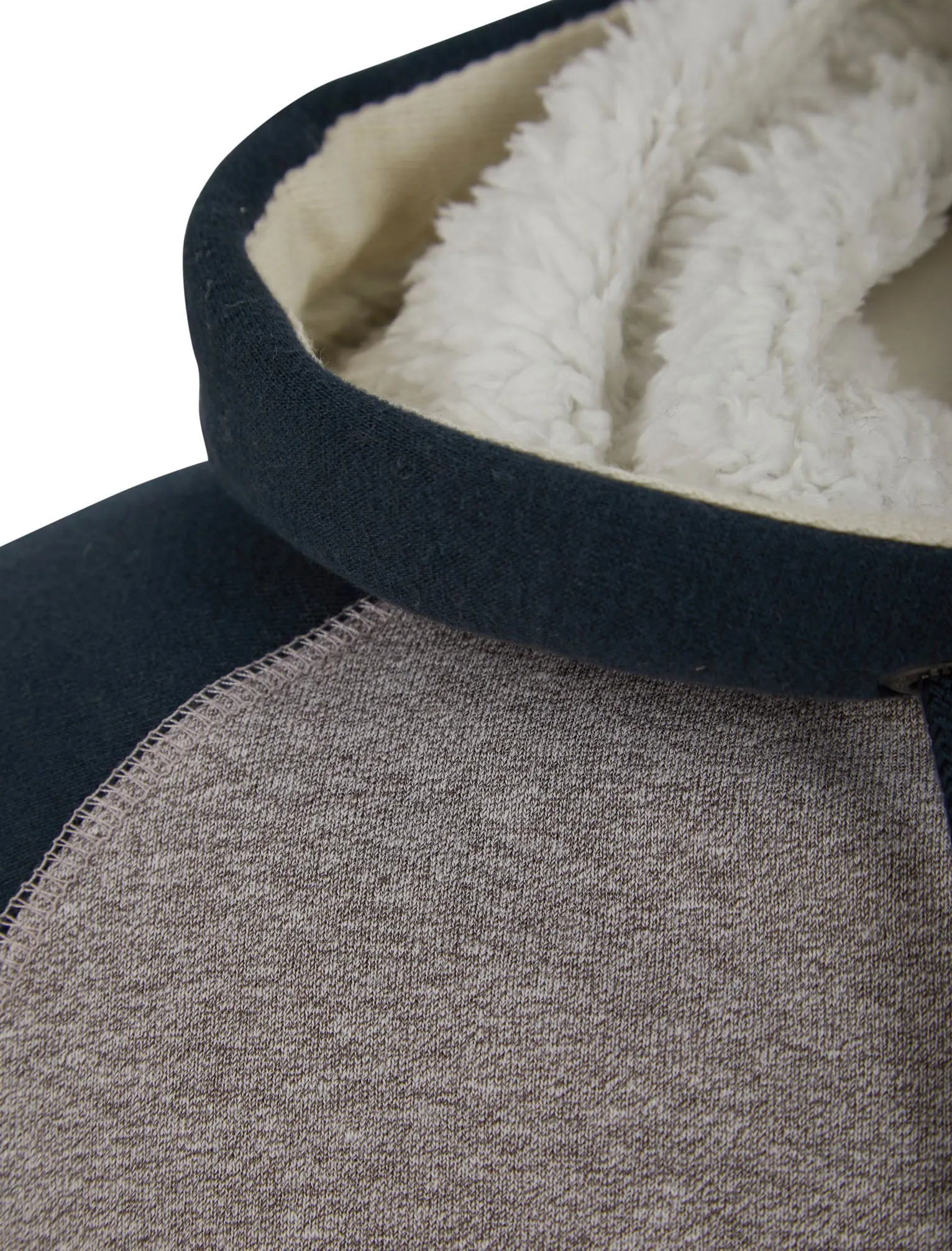 Scripture Motif Raglan Sleeve Pullover Hoodie with Borg Lined Hood in Sky Captain Navy - Tokyo Laundry