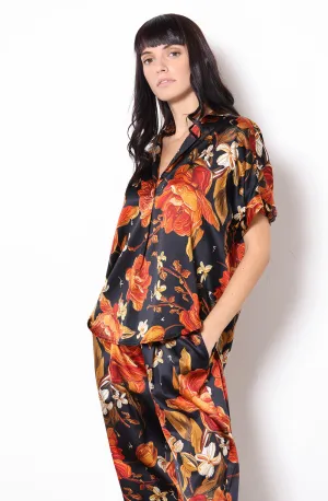 Short Sleeve Blouse   Embroidered Rose