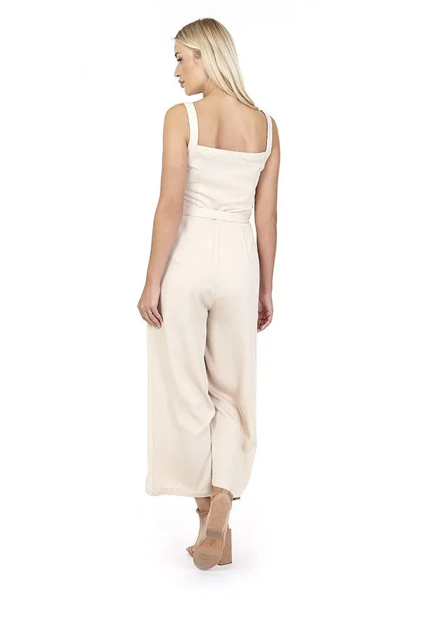 STRAPPY BUTTON UP WIDE LEG JUMPSUIT