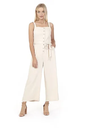 STRAPPY BUTTON UP WIDE LEG JUMPSUIT