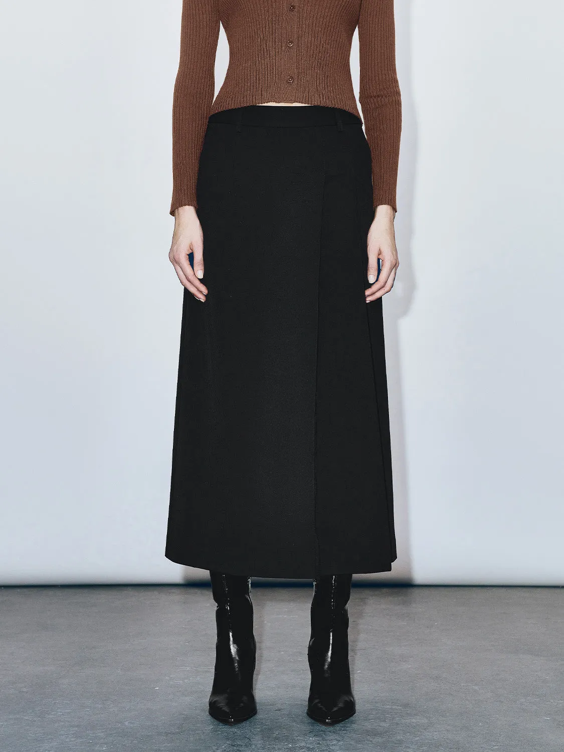Tailored Midi A-Line Skirt