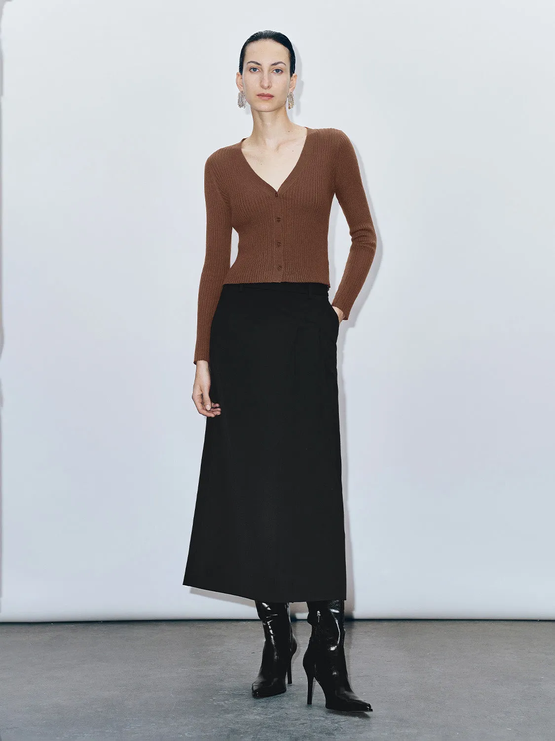 Tailored Midi A-Line Skirt