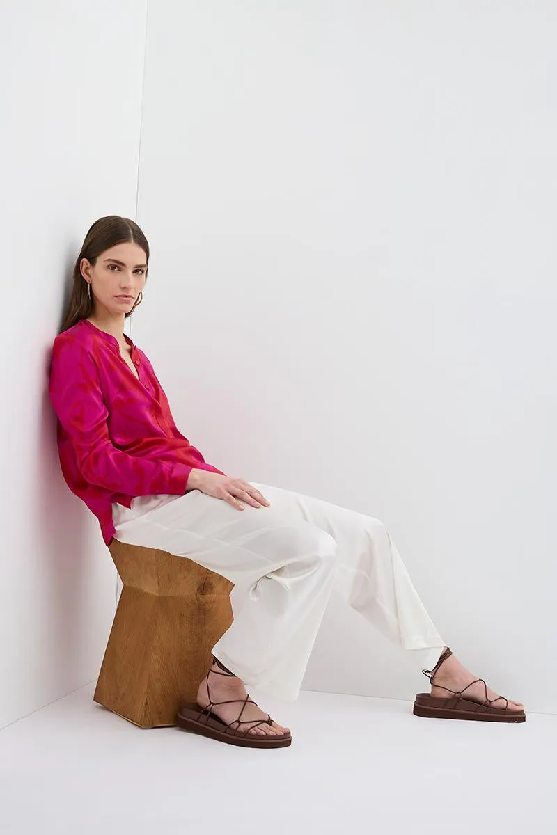 VINCENT SILK BLOUSE FLORAL MAGENTA
