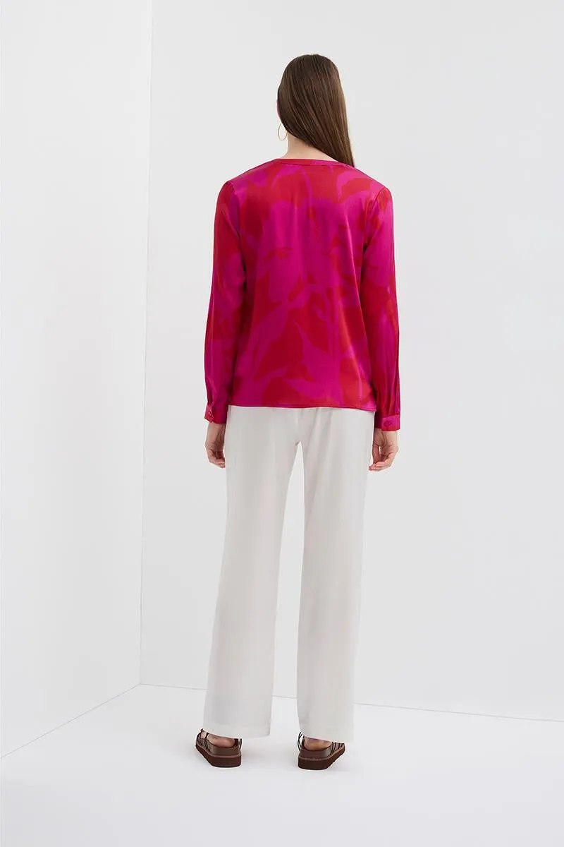 VINCENT SILK BLOUSE FLORAL MAGENTA