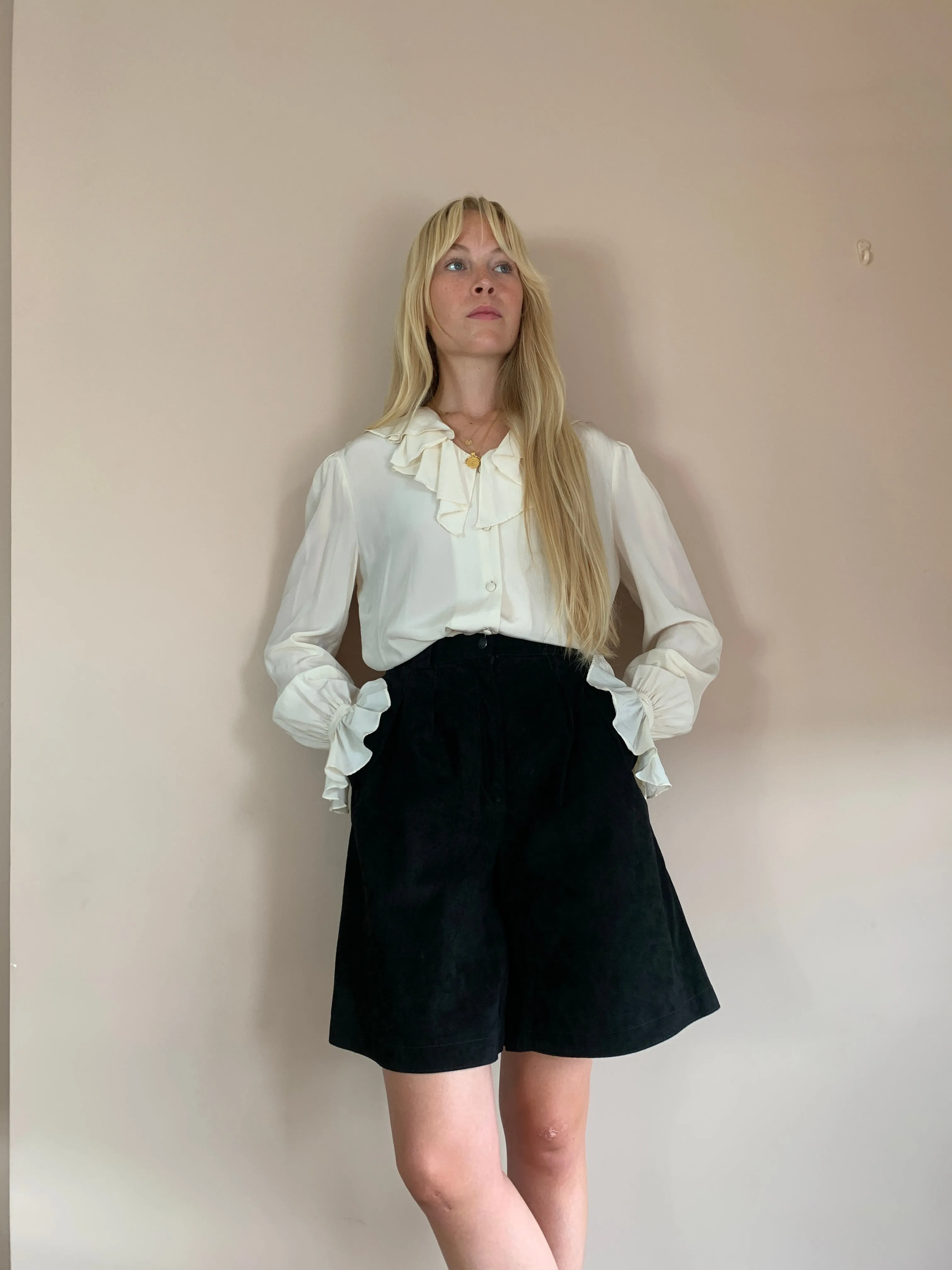 Vintage LIHLI New York frill silk shirt