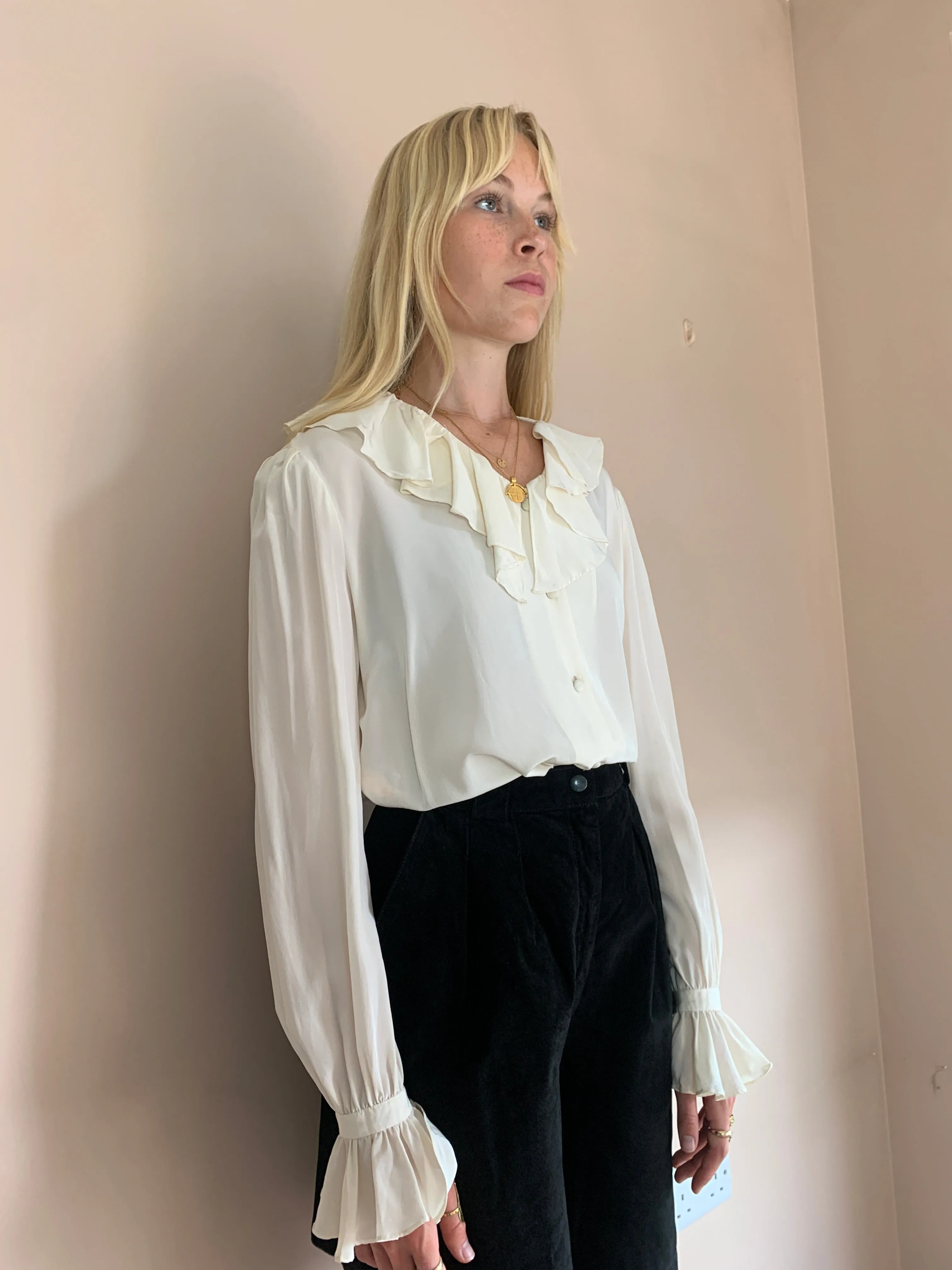 Vintage LIHLI New York frill silk shirt