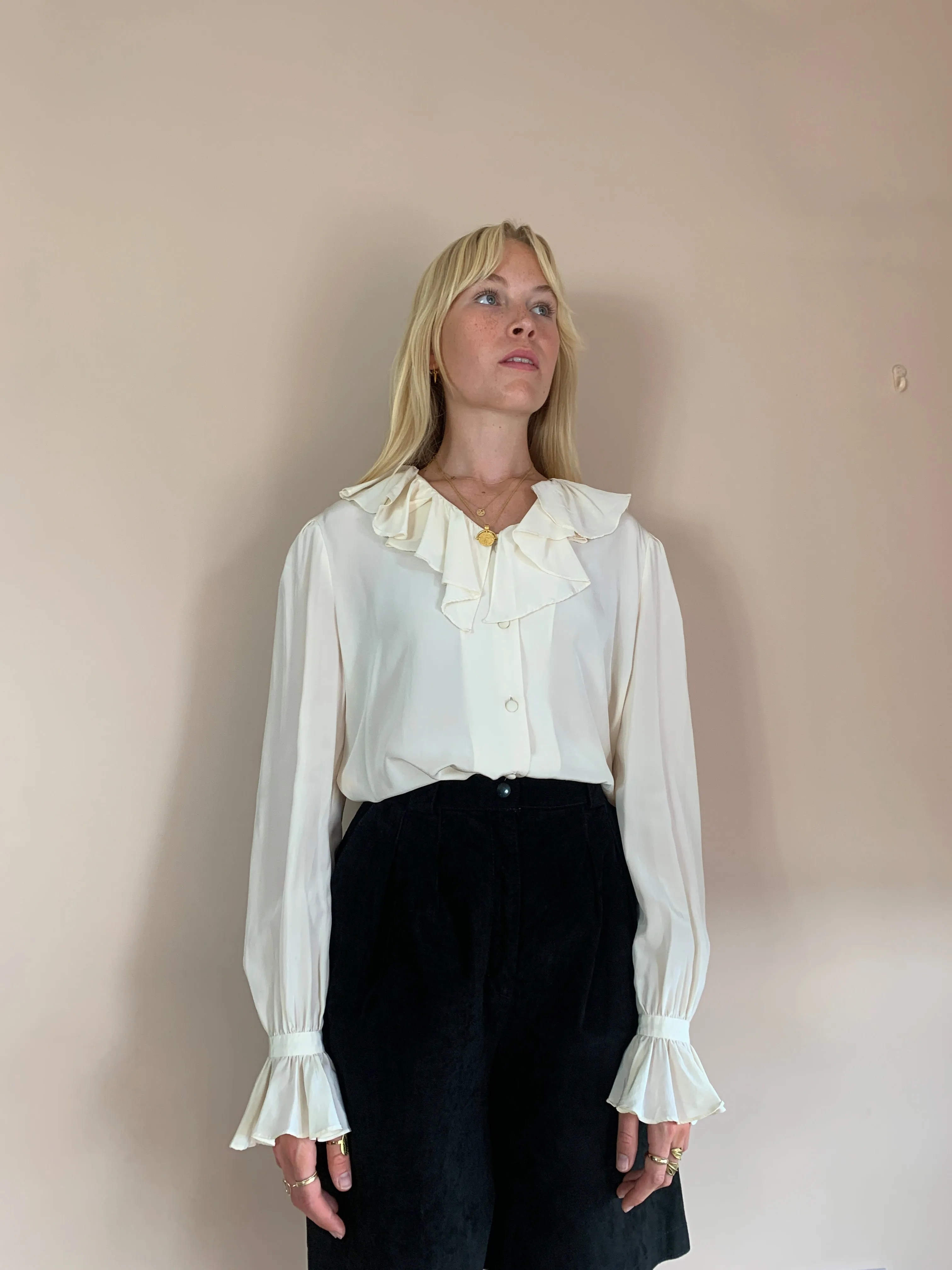 Vintage LIHLI New York frill silk shirt