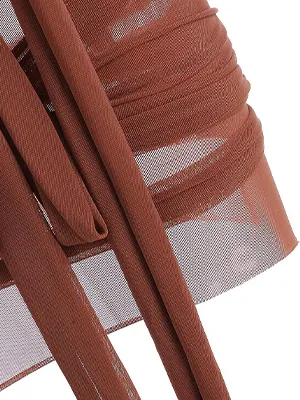 ZAFUL Women's Tulle Mesh Wrap Tie One-piece Bandage Club Dress